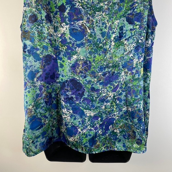 Coldwater Creek Women's XL 16 Blue Green Abstract Marble Cowl Neck Blouse Top - Picture 12 of 14